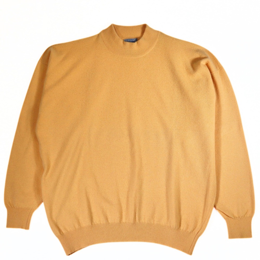 Bullock & Jones Cashmere Sweater Mens XL Yellow Mock Neck Scotland Luxury Knit